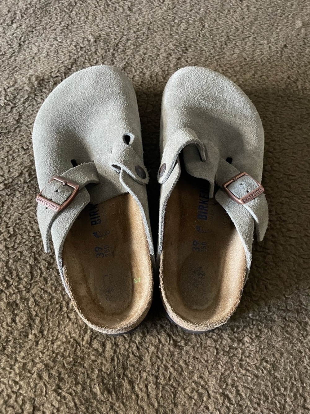 **SOLD** Birkenstock Boston Suede Slip-On in Taupe 39